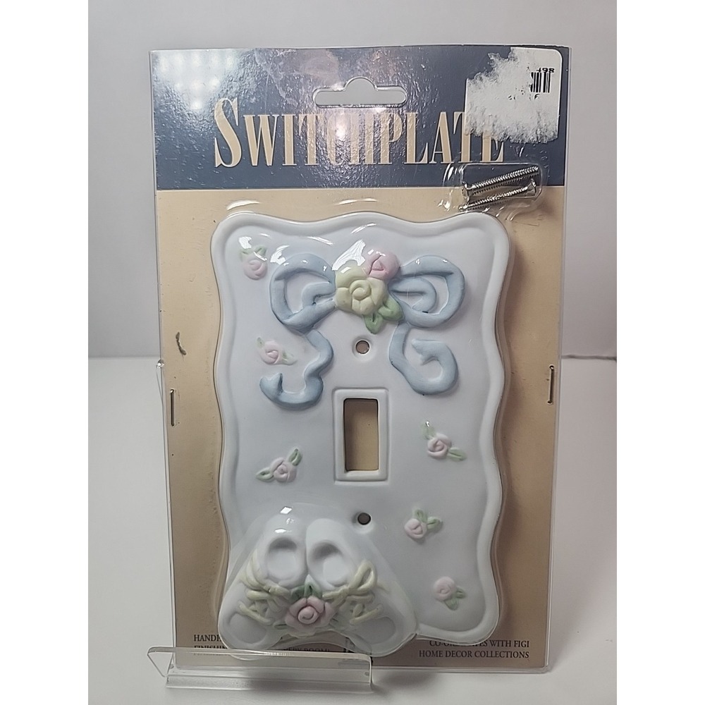 Sweet Baby Ceramic Porcelain Single Light Switch Plate 1996 Pastel Figi Graphic